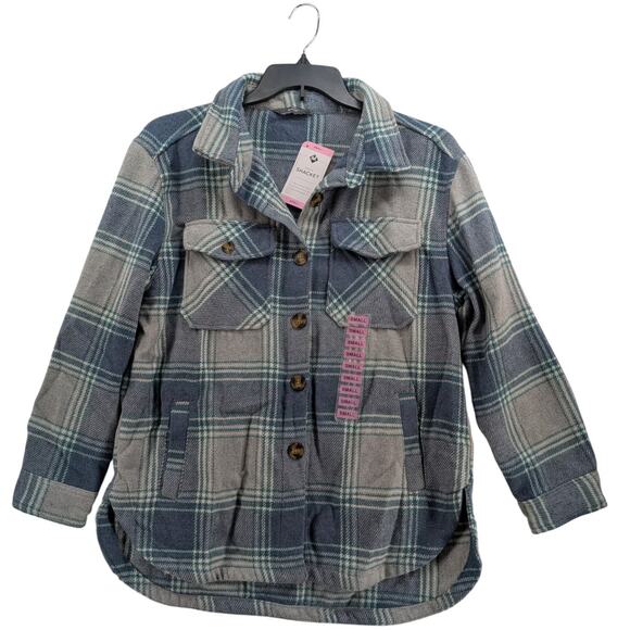 Members Mark Plaid Shacket S Blue Green Layering Shirt Jacket Relaxed Fit Coat - Picture 1 of 10